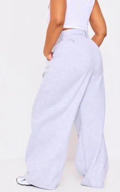 Plus Grey Marl Pintuck Tailored Sweatpants