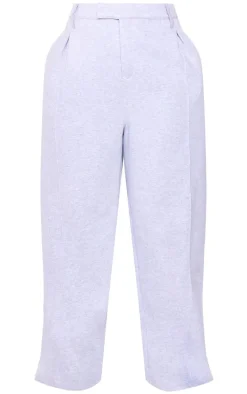 Plus Grey Marl Pintuck Tailored Sweatpants