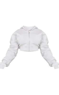 Plus Grey Marl Seam Detail Zip Up Hoodie