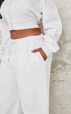 Plus Grey Marl Seam Detail Wide Leg Sweatpants