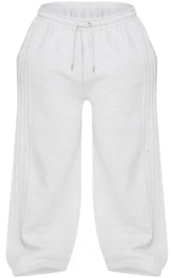 Plus Grey Marl Seam Detail Wide Leg Sweatpants