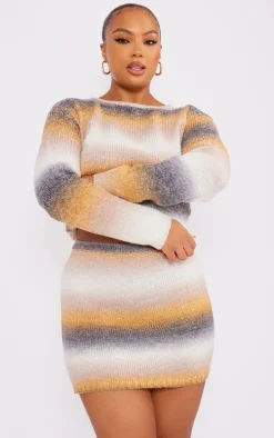 Plus Grey Ombre Knitted Mini Skirt