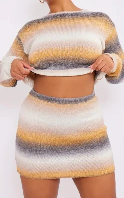 Plus Grey Ombre Knitted Mini Skirt