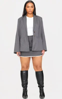 Plus Grey Oversized Structured Blazer
