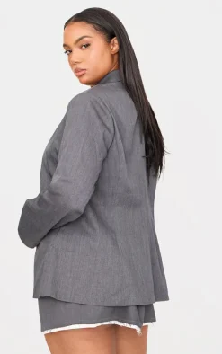 Plus Grey Oversized Structured Blazer