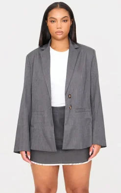 Plus Grey Oversized Structured Blazer