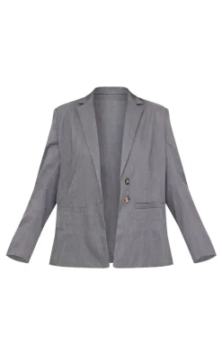Plus Grey Oversized Structured Blazer