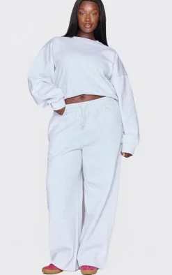 Plus Grey Premium Basic Crew Neck Cropped Sweatshirt