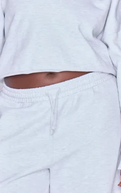 Plus Grey Premium Basic Crew Neck Cropped Sweatshirt