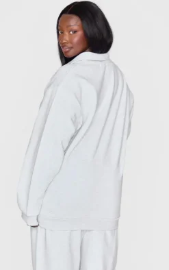 Plus Grey Premium Collar Oversized Sweatshirt
