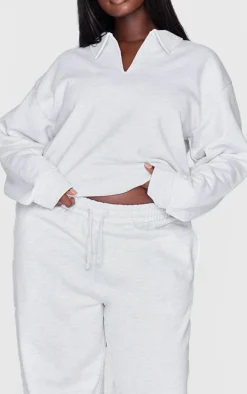 Plus Grey Premium Collar Oversized Sweatshirt