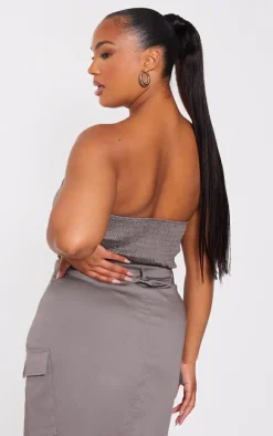 Plus Grey Seam Detail Bandeau Corset