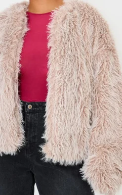 Plus Grey Shaggy Faux Fur Coat