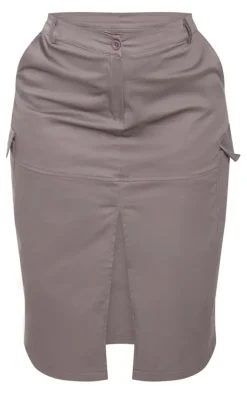 Plus Grey Split Front Cargo Skirt