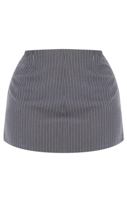 Plus Grey Tailored Woven Glitter Pinstripe Micro Mini Skirt