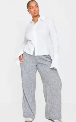 Plus Grey Tweed Low Rise Straight Leg Pants
