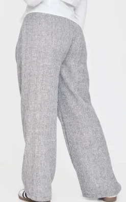 Plus Grey Tweed Low Rise Straight Leg Pants