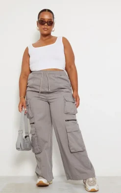 Plus Grey Washed Cargo Pants