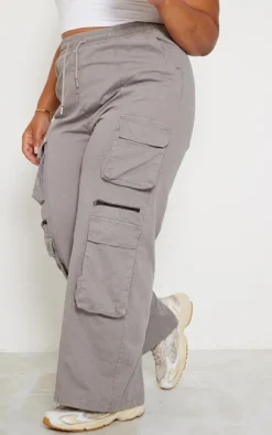 Plus Grey Washed Cargo Pants