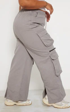 Plus Grey Washed Cargo Pants