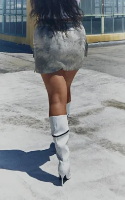 Plus Grey Washed Twill Cargo Micro Mini Skirt