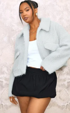 Plus Grey Wool Look Pocket Detail Jacket