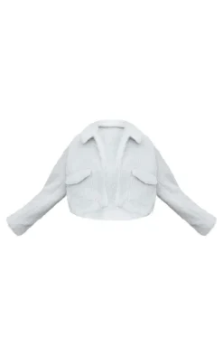 Plus Grey Wool Look Pocket Detail Jacket