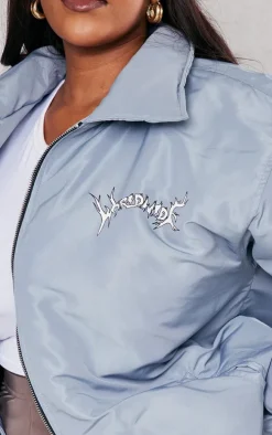 Plus Grey Worldwide Graphic Printed Nylon Jacket