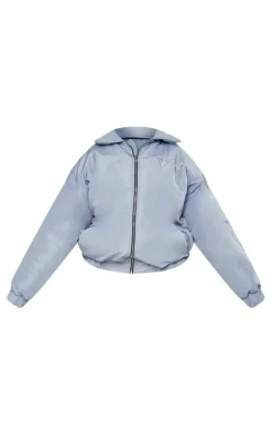 Plus Grey Worldwide Graphic Printed Nylon Jacket