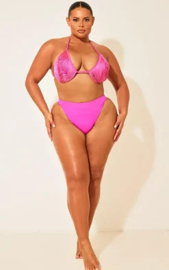 Plus Hot Pink High Leg Bikini Bottoms