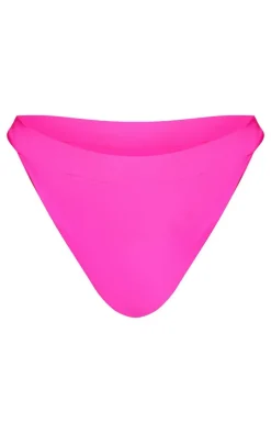Plus Hot Pink High Leg Bikini Bottoms