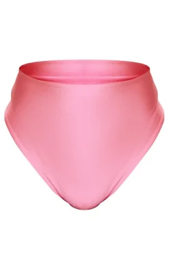 Plus Hot Pink High Waisted Bikini Bottoms