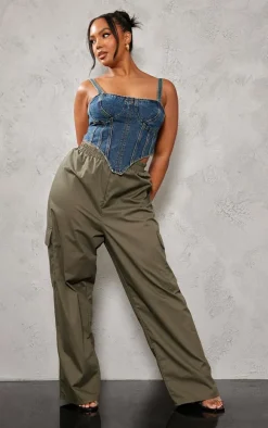 Plus Indigo Vintage Wash Denim Corset