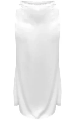 Plus Ivory Satin Midaxi Skirt