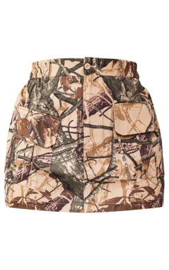 Plus Khaki Camo Cargo Mini Skirt