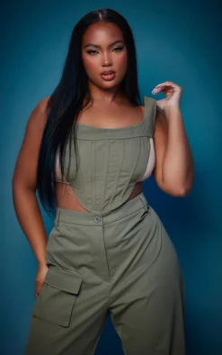 Plus Khaki Cargo Panel Corset