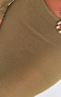 Plus Khaki Knitted Maxi Skirt