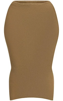 Plus Khaki Knitted Maxi Skirt