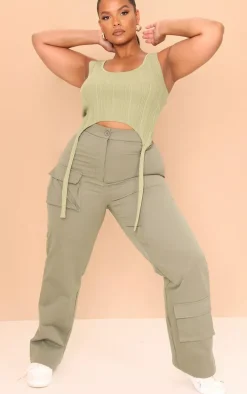 Plus Khaki Pocket Front Cargo Pants