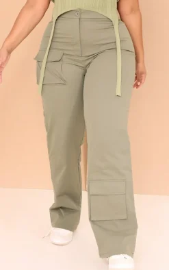 Plus Khaki Pocket Front Cargo Pants