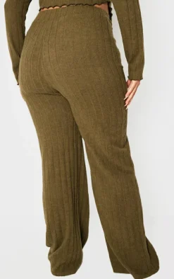 Plus Khaki Soft Touch Ribbed Flares