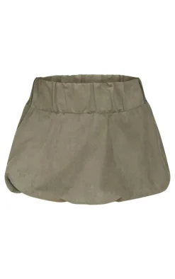 Plus Khaki Twill Low Rise Puffball Mini Skirt