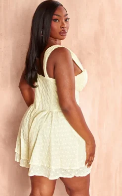 Plus Lemon Broderie Hook And Eye Romper