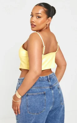 Plus Lemon Hook And Eye Seam Detail Corset Top