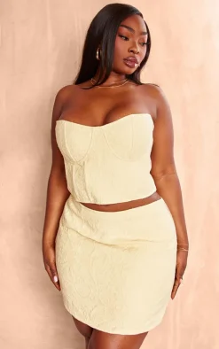 Plus Lemon Textured Mini Skirt