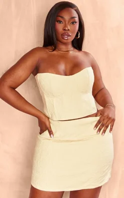 Plus Lemon Textured Underwired Corset Top