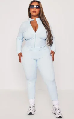 Plus Light Blue Sculpt High Waist Gym Leggings