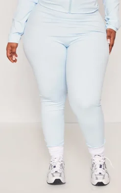 Plus Light Blue Sculpt High Waist Gym Leggings