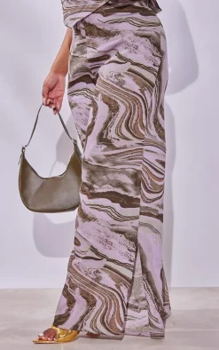 Plus Light Pink Marble Wide Leg Pants