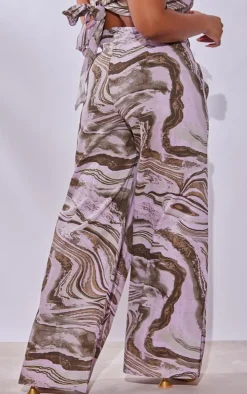 Plus Light Pink Marble Wide Leg Pants